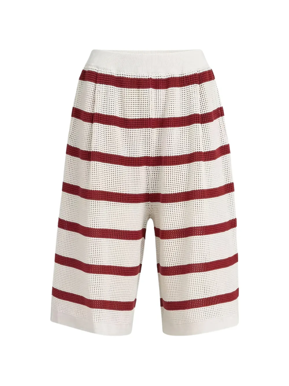 Brunello Cucinelli striped open-knit trousers - Blanc