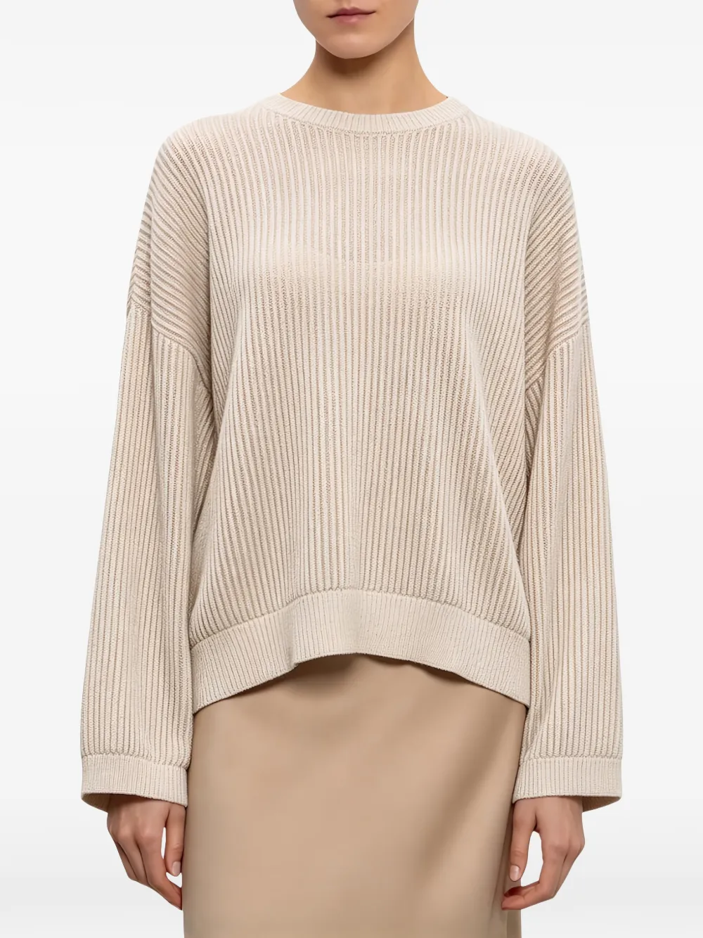 Brunello Cucinelli ribbed-knit dropped-shoulder sweater - Neutrals