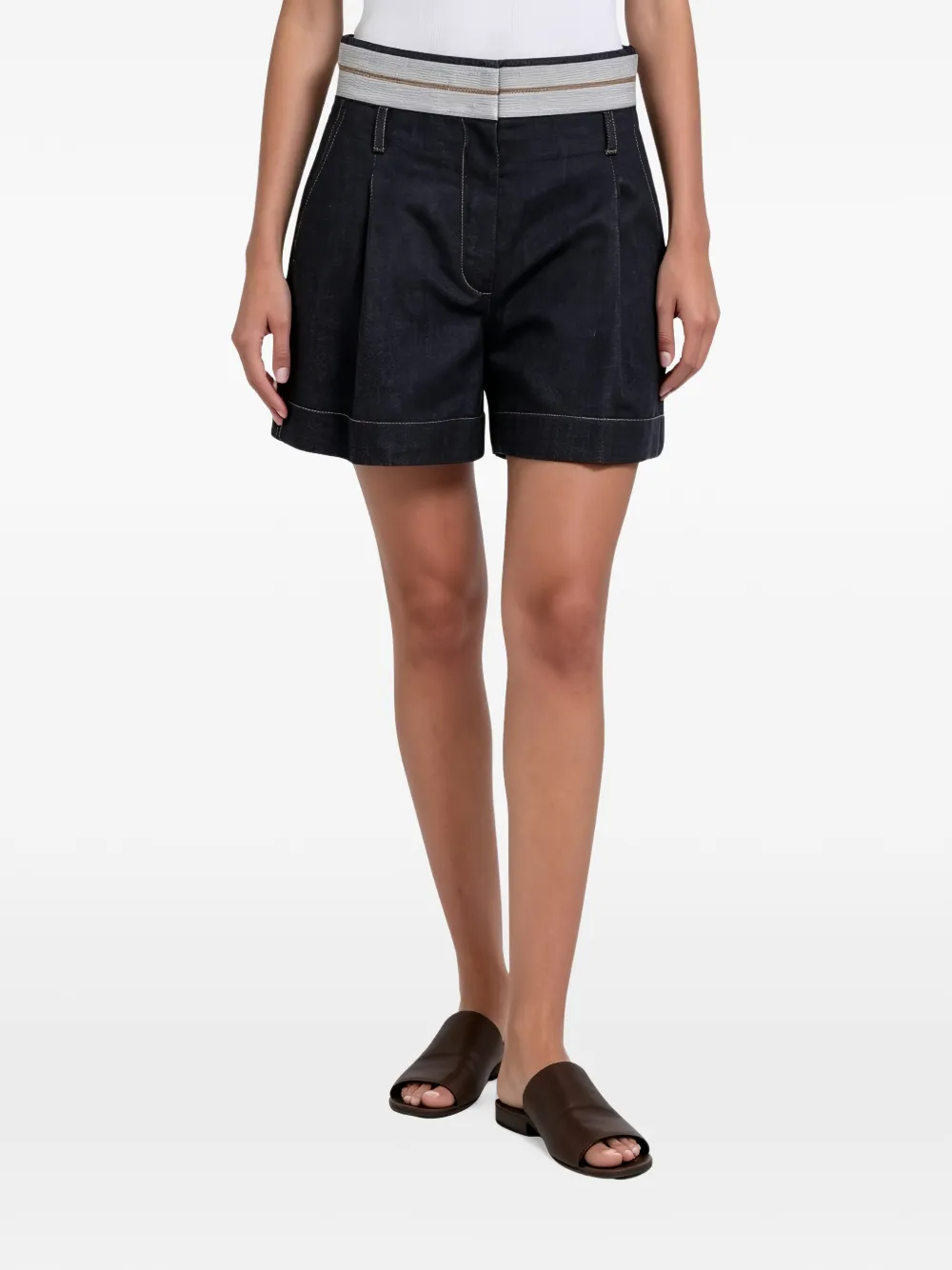 Brunello Cucinelli pleated denim shorts - Bleu Brunello Cucinelli pleated denim shorts - Bleu