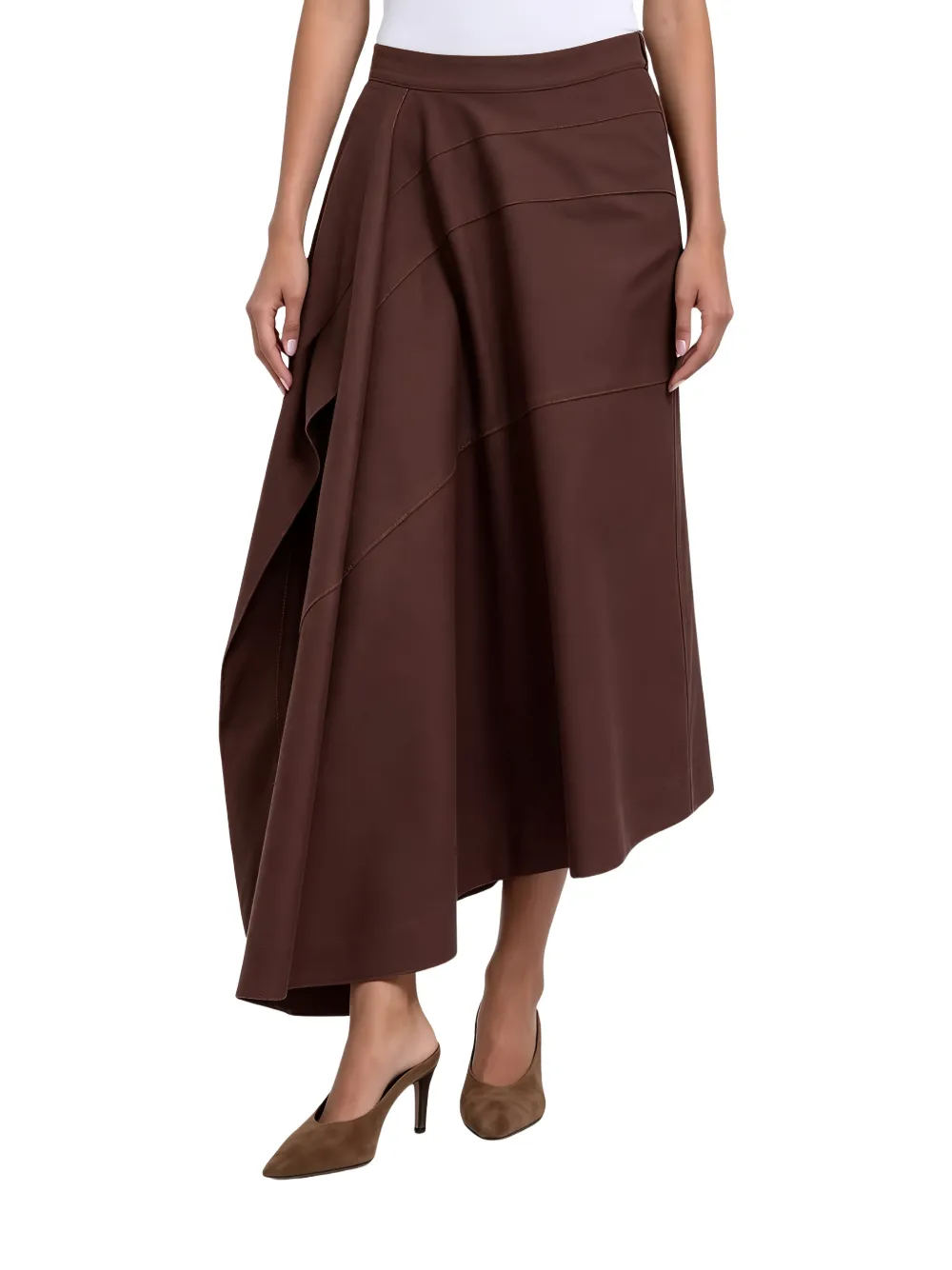 Brunello Cucinelli Asymmetrische rok met gelaagd effect Bruin