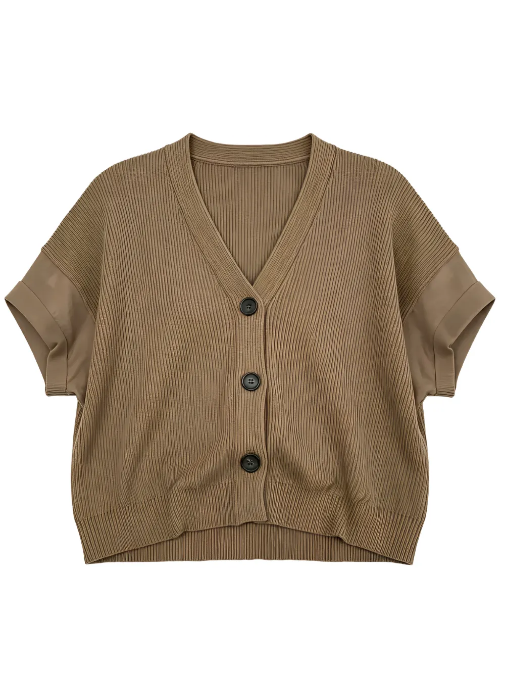 Brunello Cucinelli Ribgebreid vest met korte mouwen Bruin