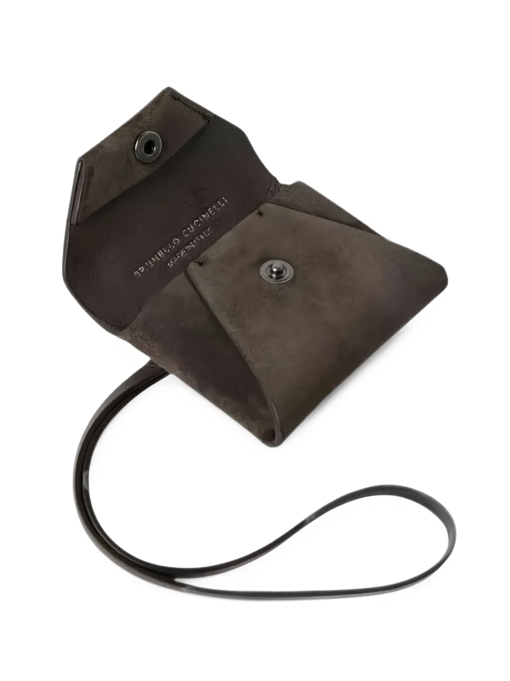 Brunello Cucinelli Suède clutch met polsband Bruin