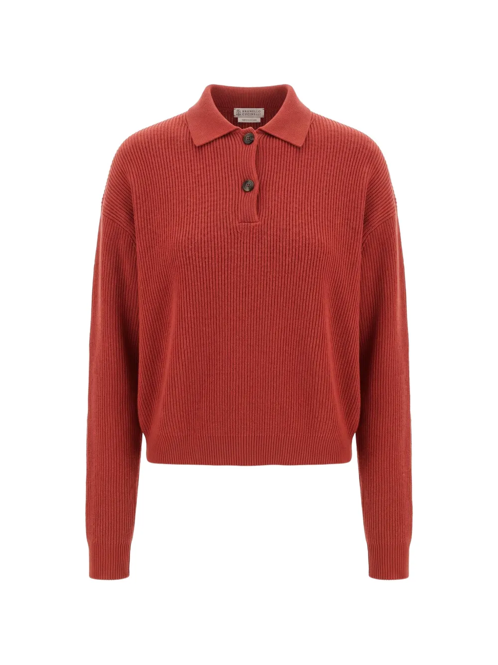 Brunello Cucinelli ribbed-knit polo shirt - Rosso