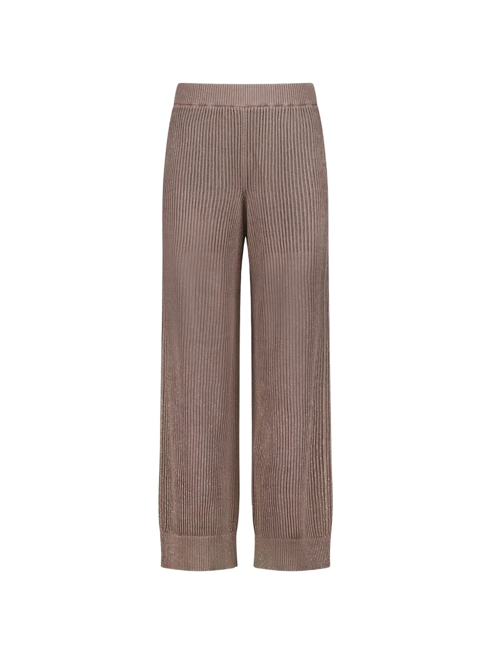 Brunello Cucinelli ribbed-knit metallic-thread trousers - Marron Brunello Cucinelli ribbed-knit metallic-thread trousers - Marron