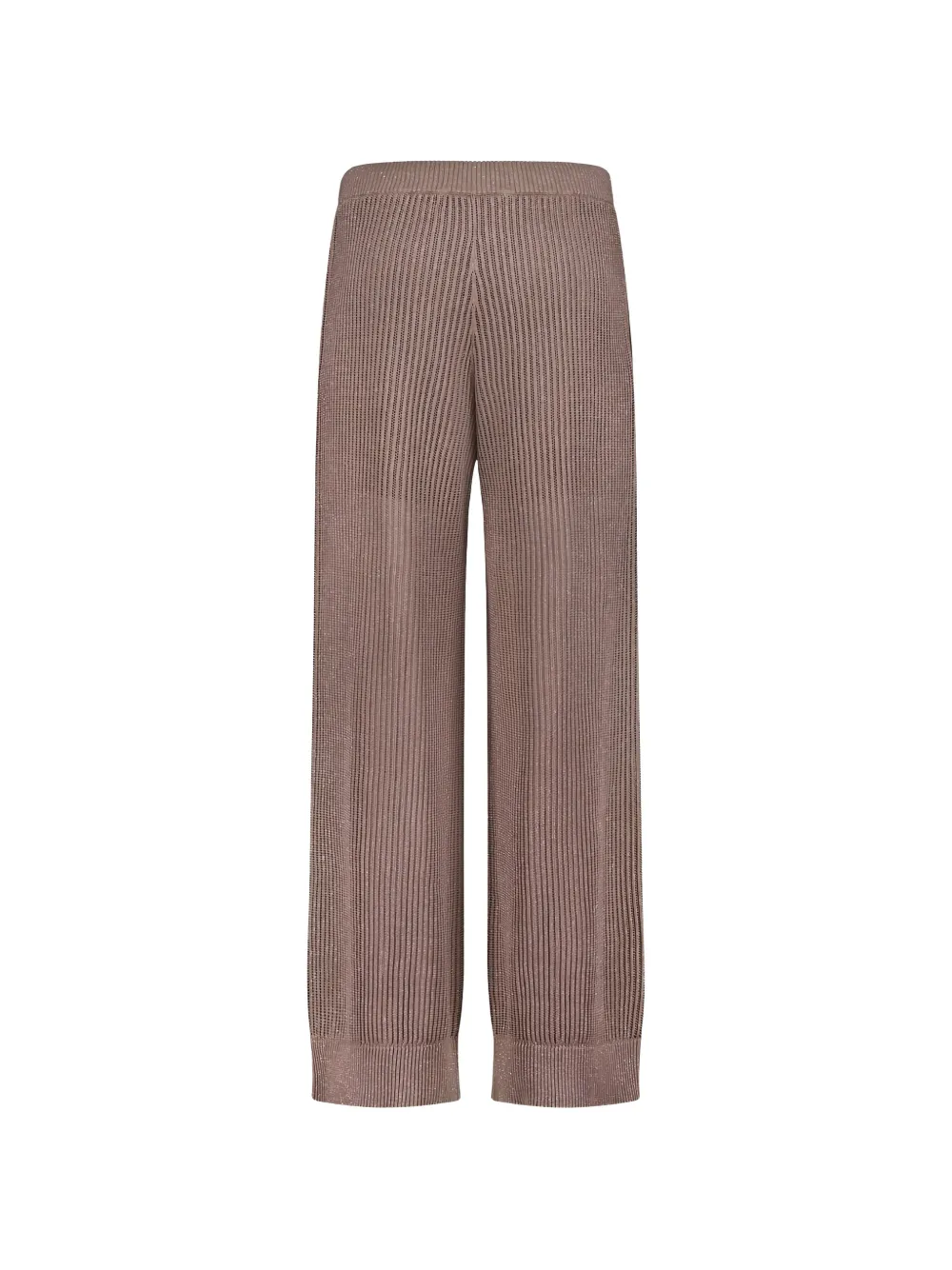 Brunello Cucinelli Ribgebreide broek met metallic draad Bruin