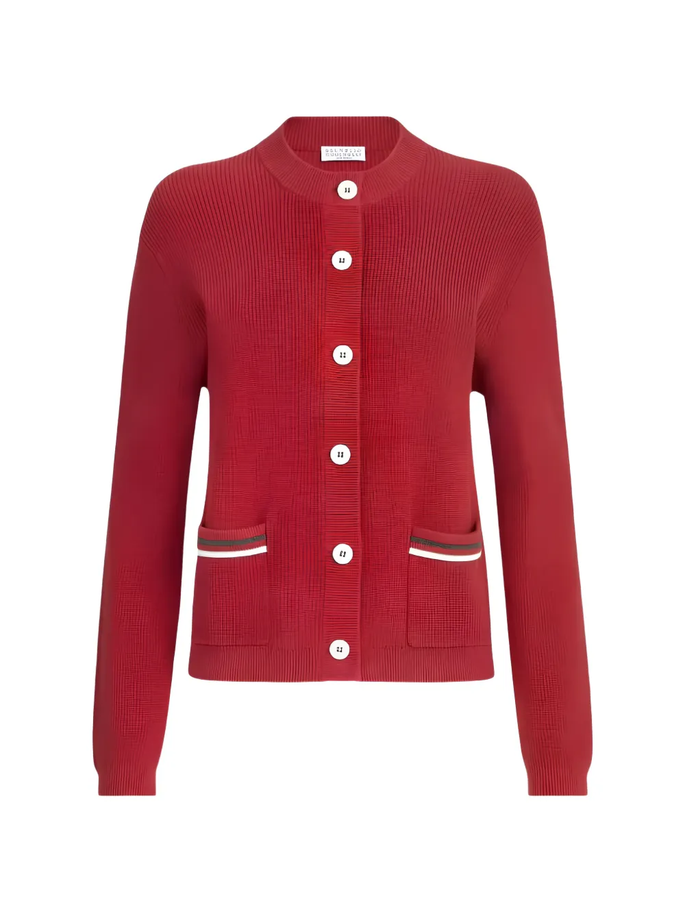 Brunello Cucinelli ribbed-knit button-up cardigan - Rouge Brunello Cucinelli ribbed-knit button-up cardigan - Rouge