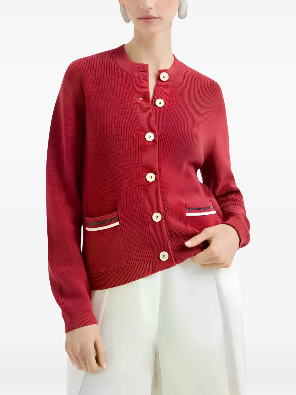 Brunello Cucinelli Ribgebreid vest Rood