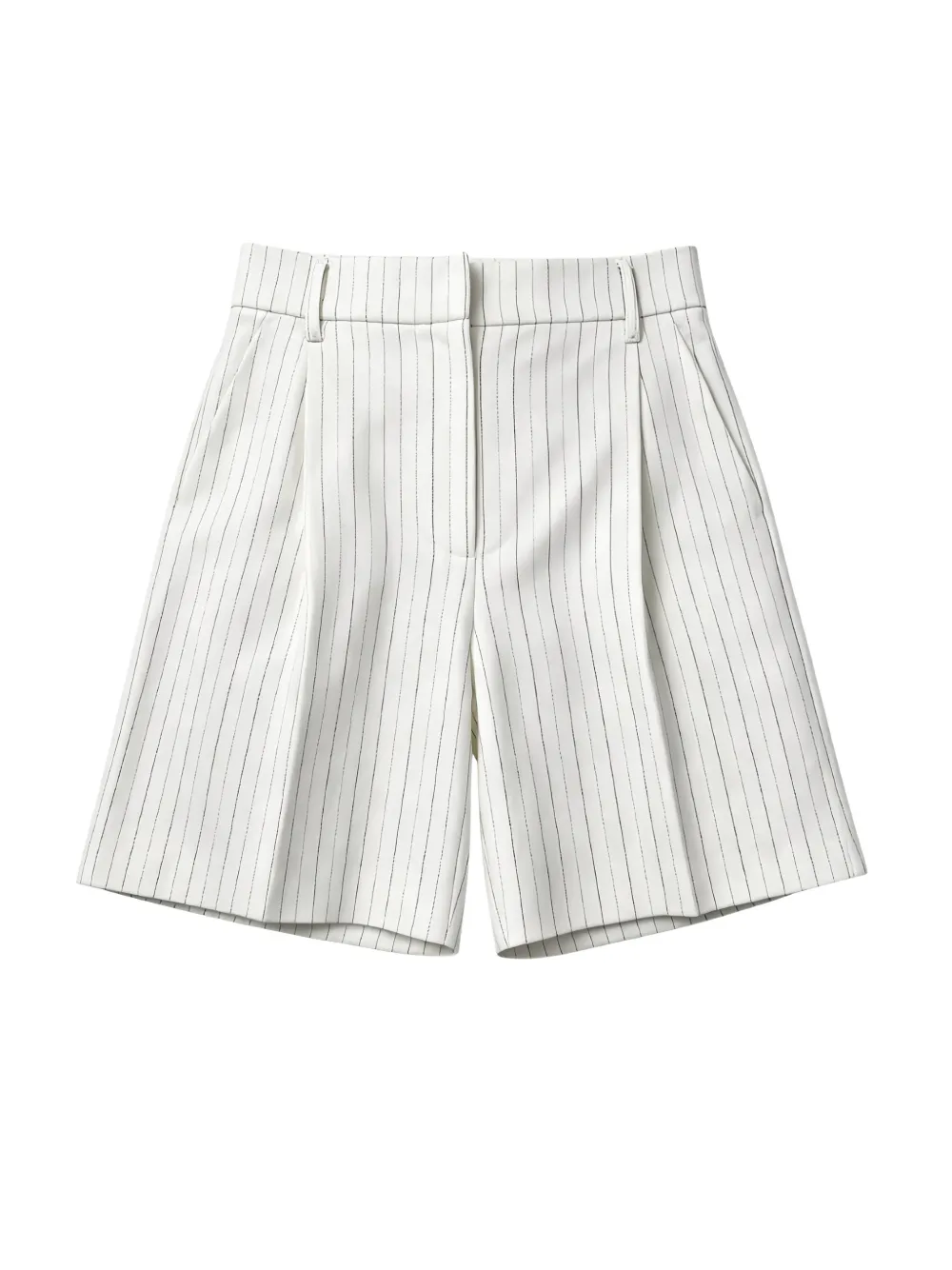 Brunello Cucinelli Getailleerde geplooide shorts met krijtstreep Wit