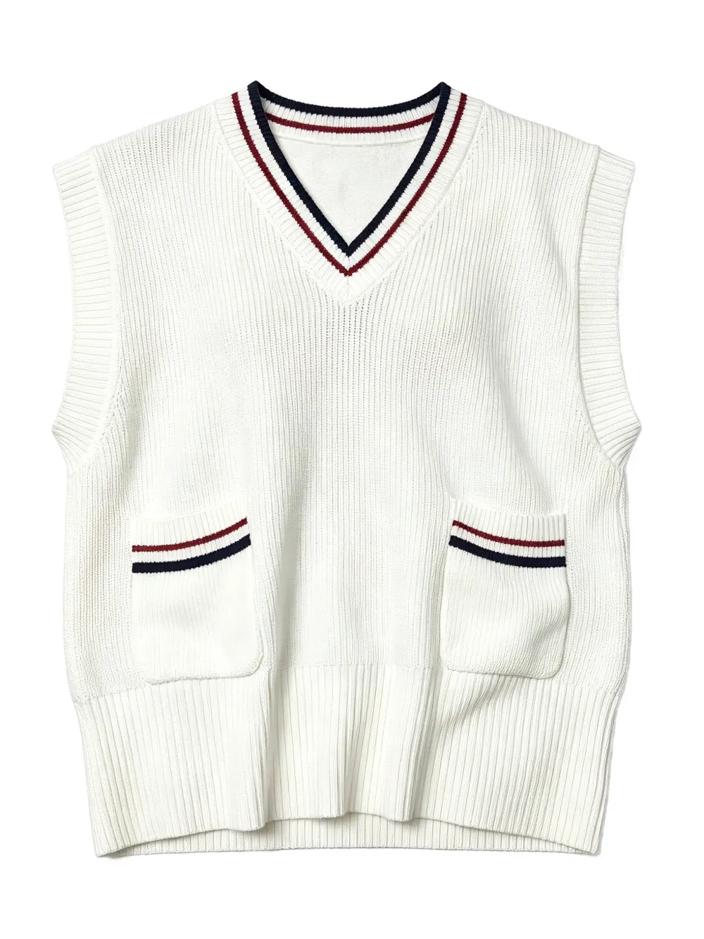 Brunello Cucinelli Trui met V-hals en gestreepte afwerking Wit