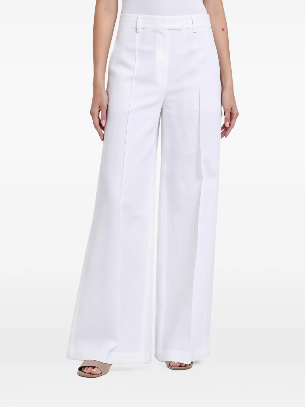 Brunello Cucinelli pressed-crease wide-leg tailored trousers