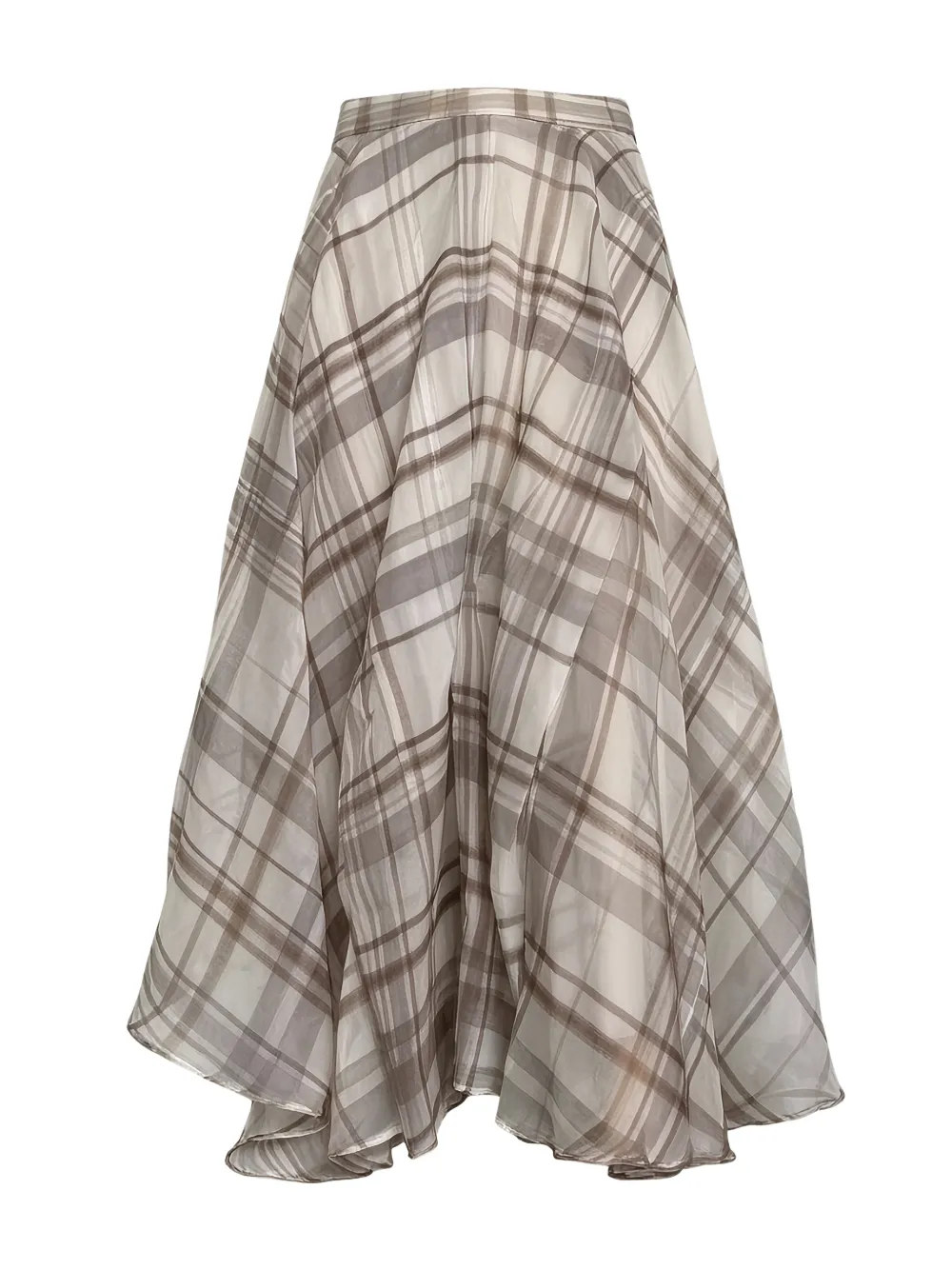 Brunello Cucinelli Geruite flared midi-rok Beige