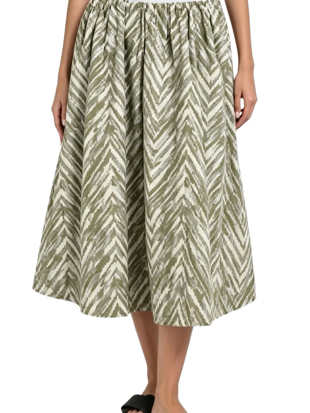 Brunello Cucinelli chevron-print gathered midi skirt Groen