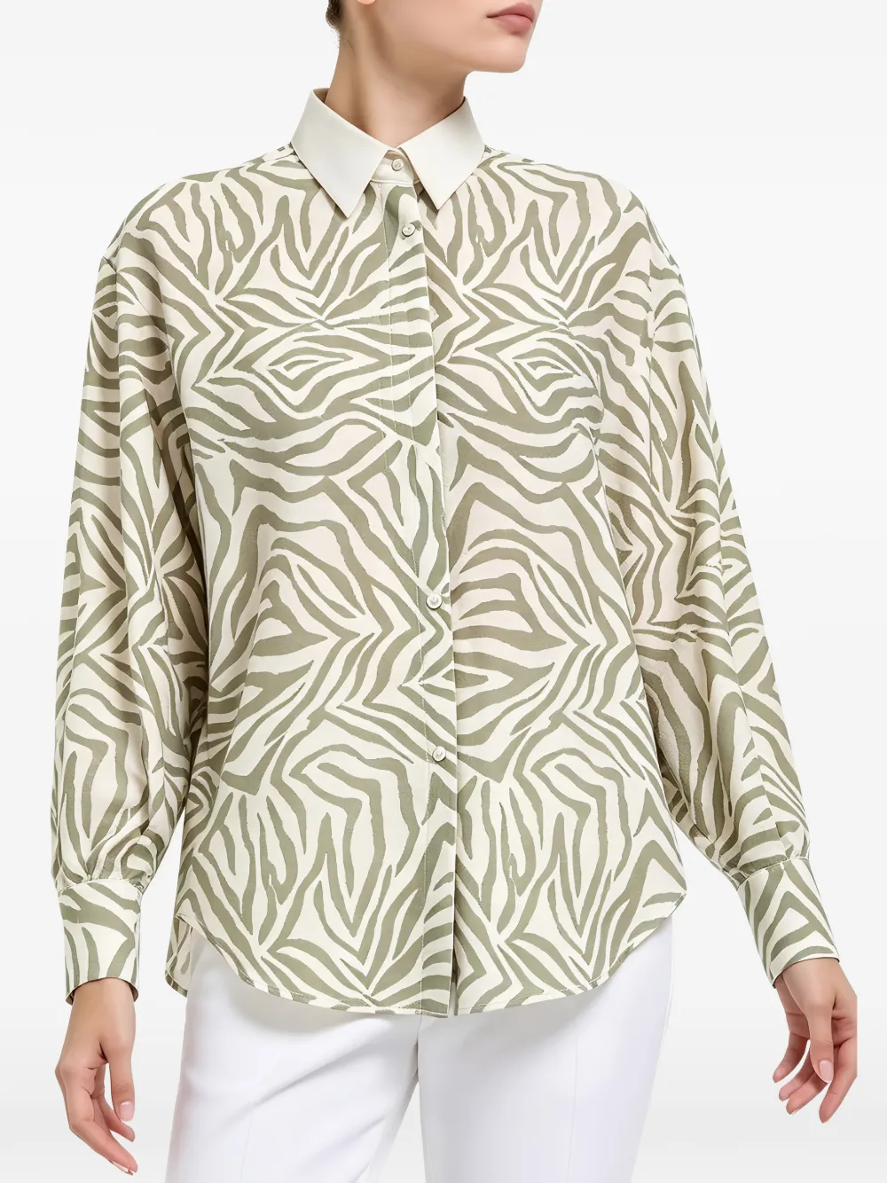 Brunello Cucinelli zebra-print long-sleeve shirt - Tons neutres Brunello Cucinelli zebra-print long-sleeve shirt - Tons neutres