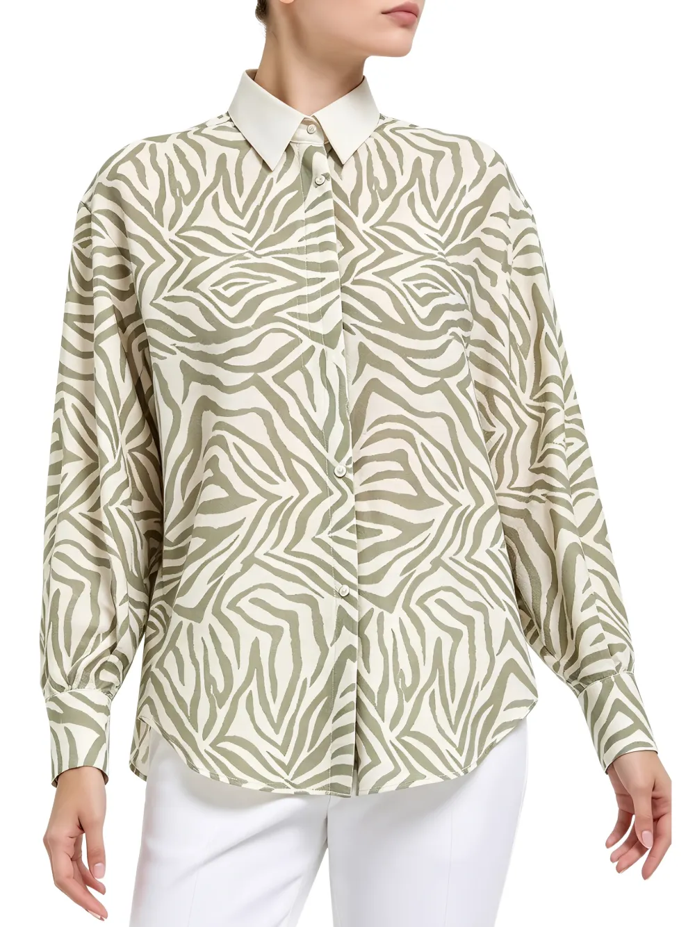 Brunello Cucinelli Blouse met zebraprint Beige