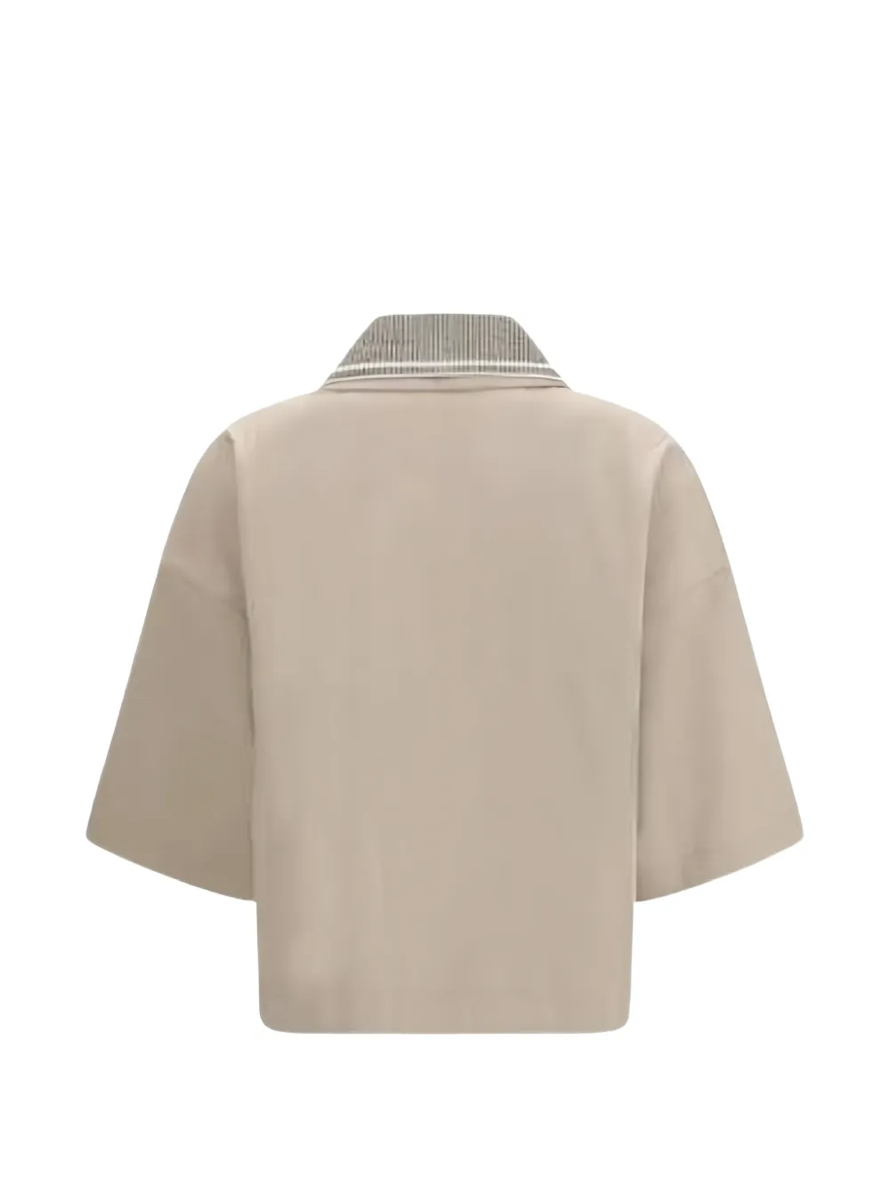 Brunello Cucinelli Poloshirt met geribbelde kraag Beige
