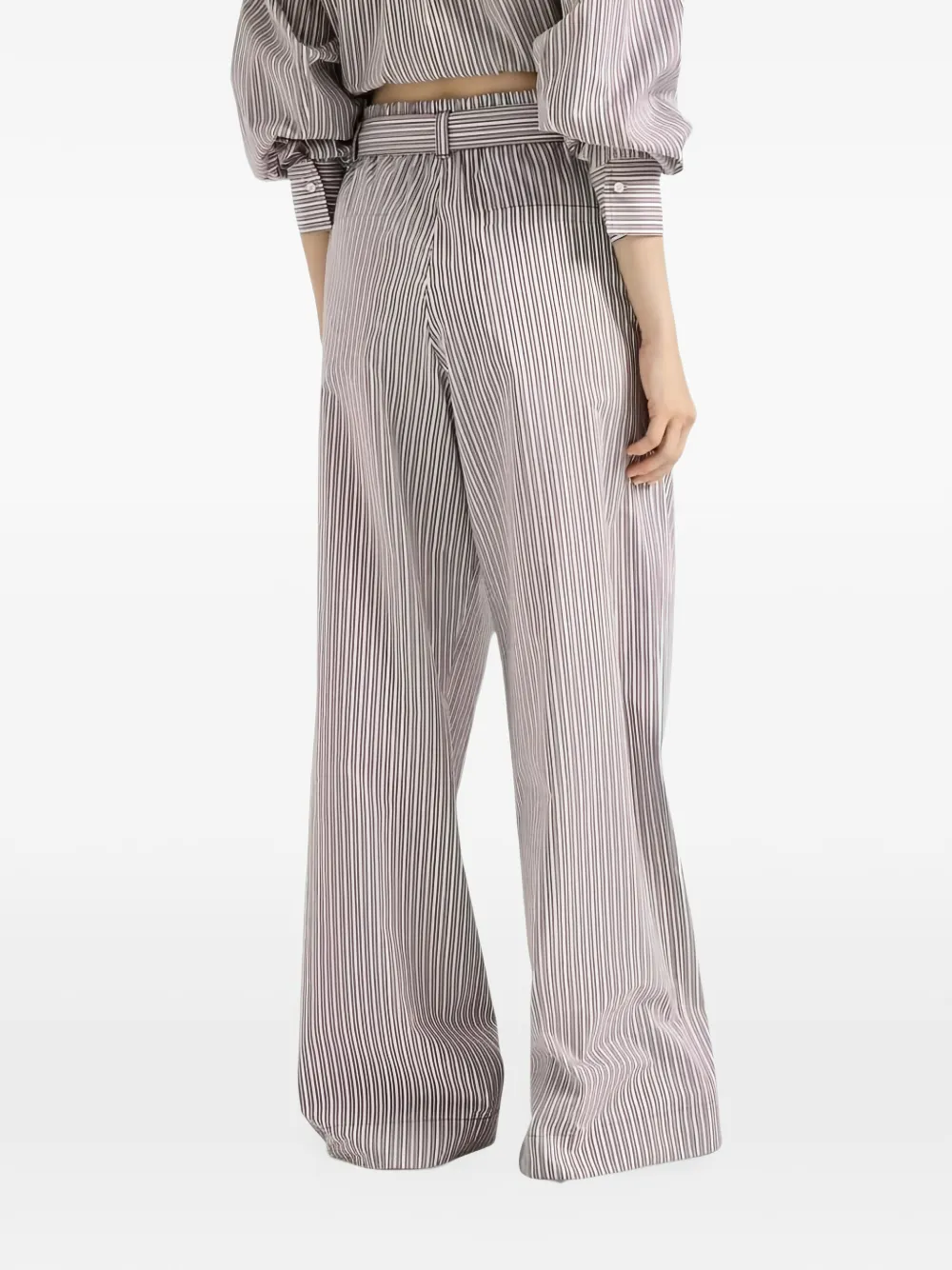 Brunello Cucinelli striped belted trousers Wit