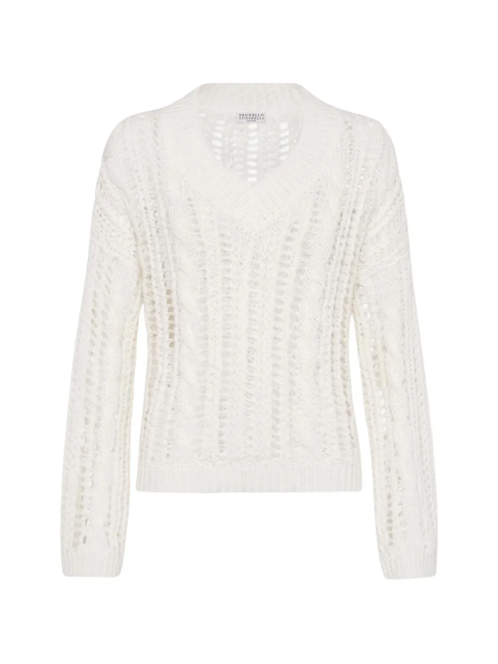 Brunello Cucinelli cable-knit open-work sweater Wit