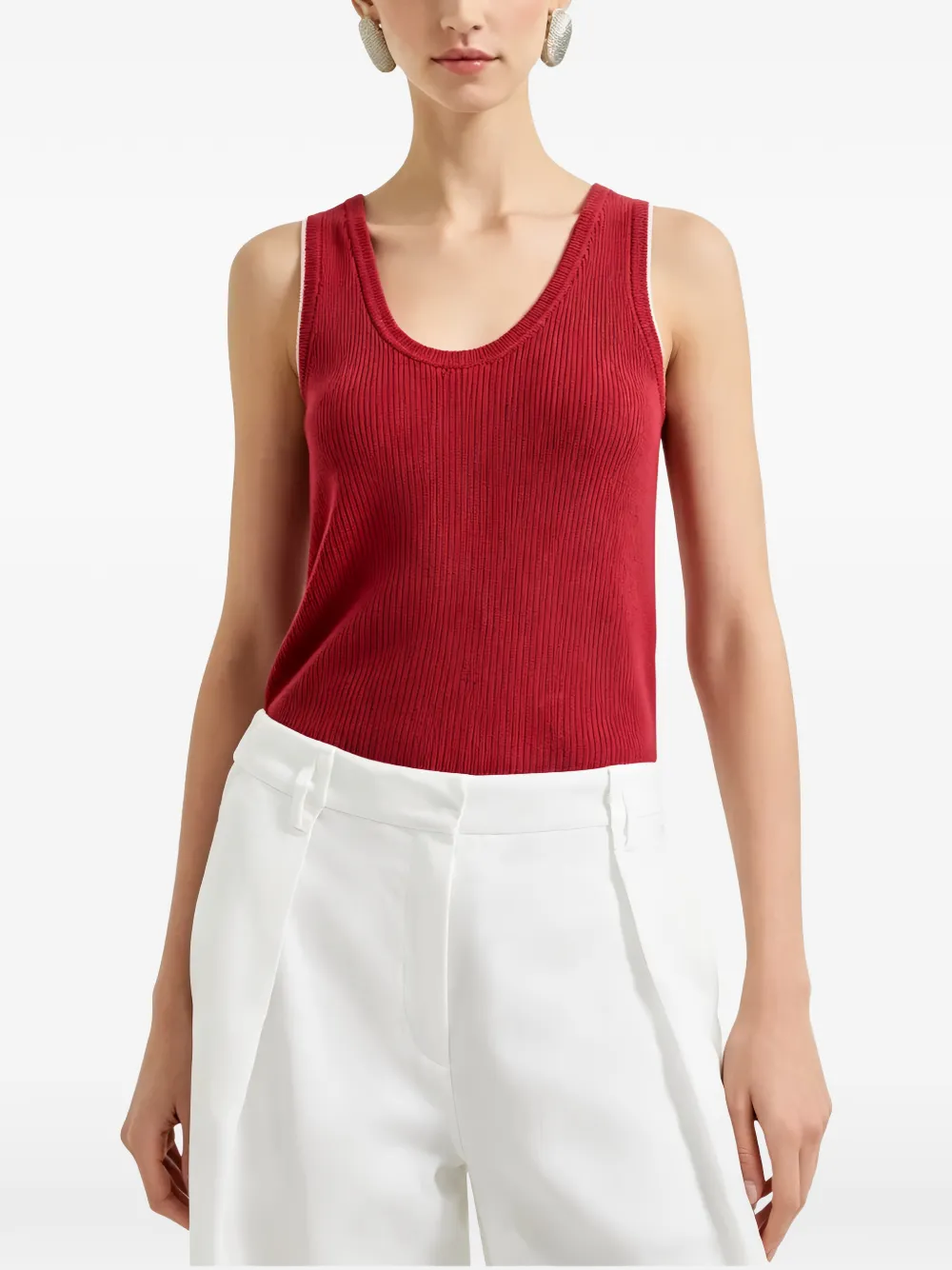 Brunello Cucinelli Ribgebreide spencer Rood