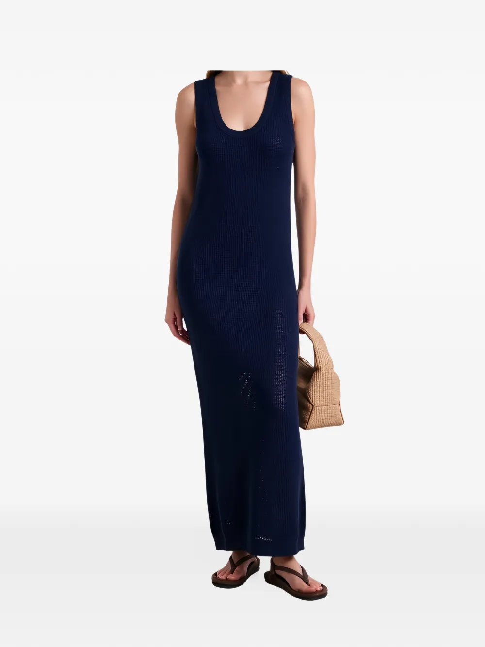 Brunello Cucinelli open-knit scoop-neck maxi dress - Bleu Brunello Cucinelli open-knit scoop-neck maxi dress - Bleu