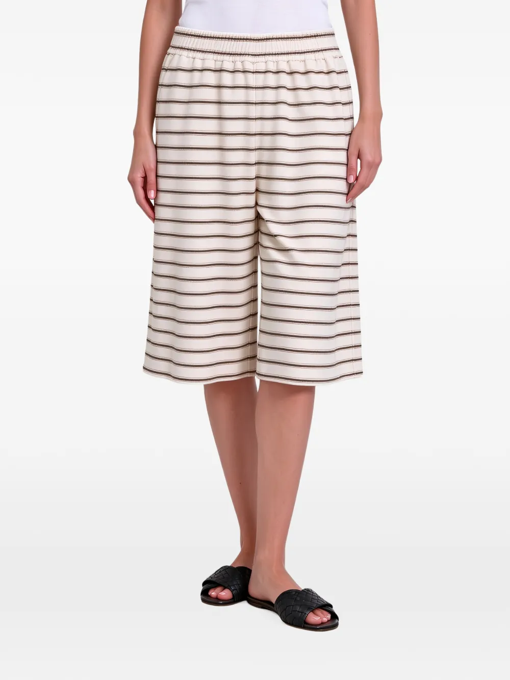 Brunello Cucinelli striped drawstring-waist trousers - Blanc
