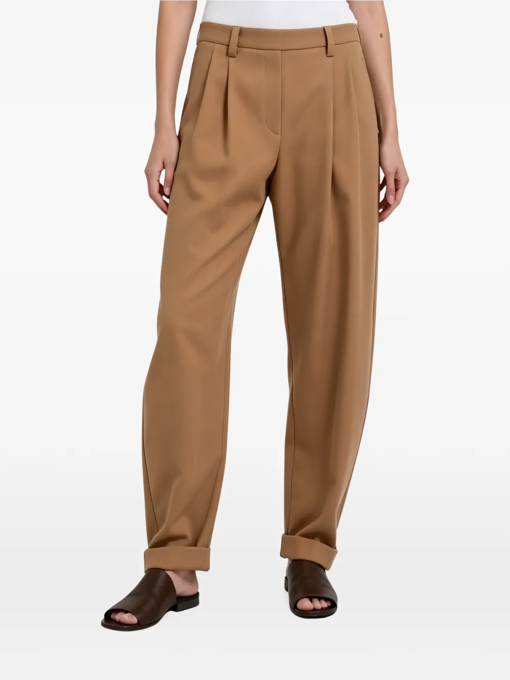 Brunello Cucinelli pleated cuffed-hem trousers - Marron