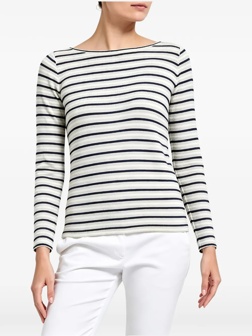 Brunello Cucinelli Striped Sweatshirt In White