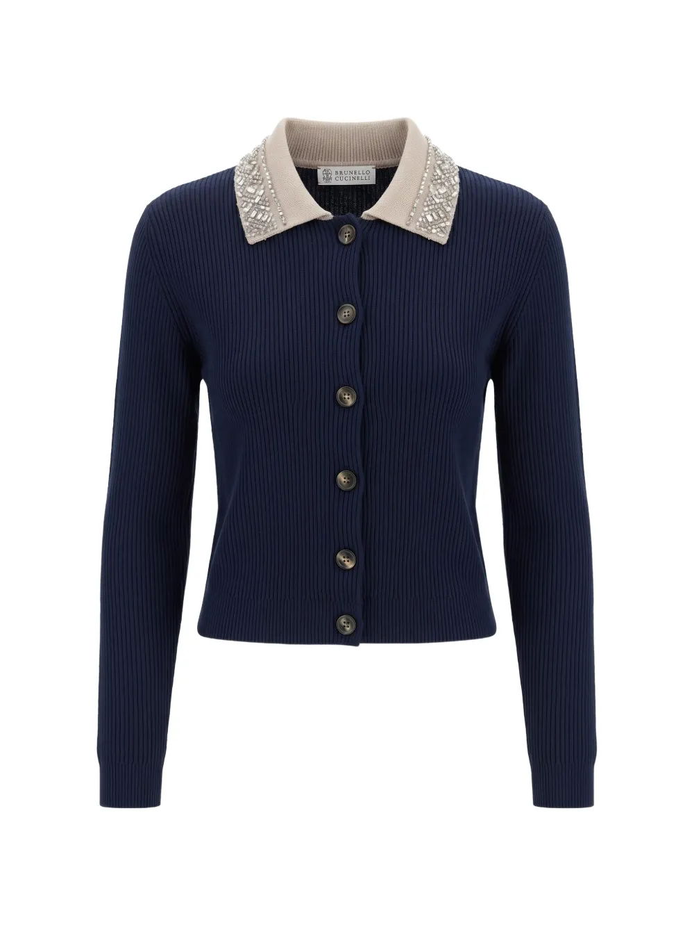 Brunello Cucinelli sequin-embellished ribbed cardigan - Blu