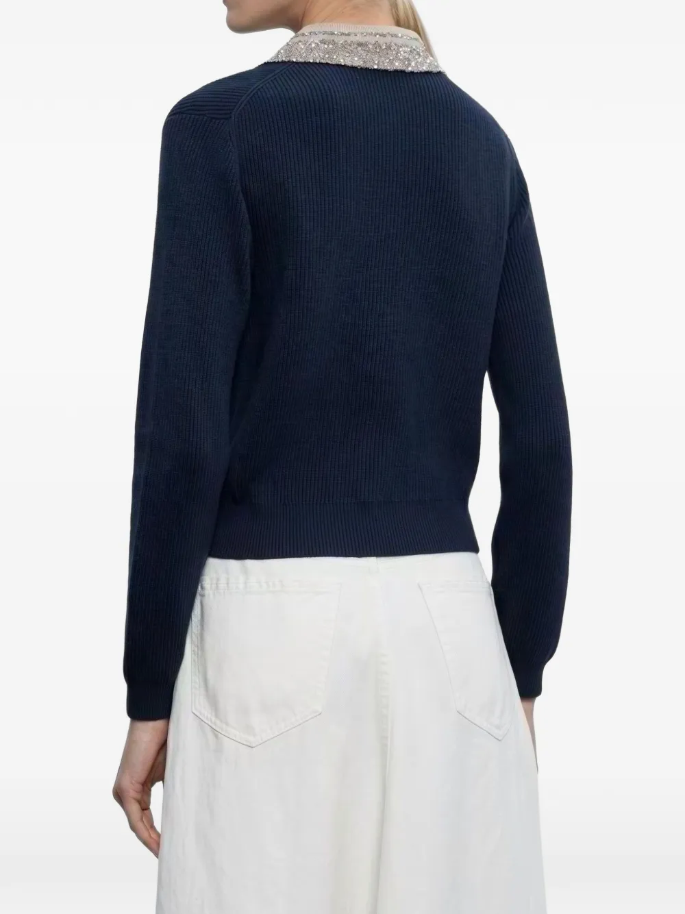 Brunello Cucinelli Vest verfraaid met pailletten Blauw