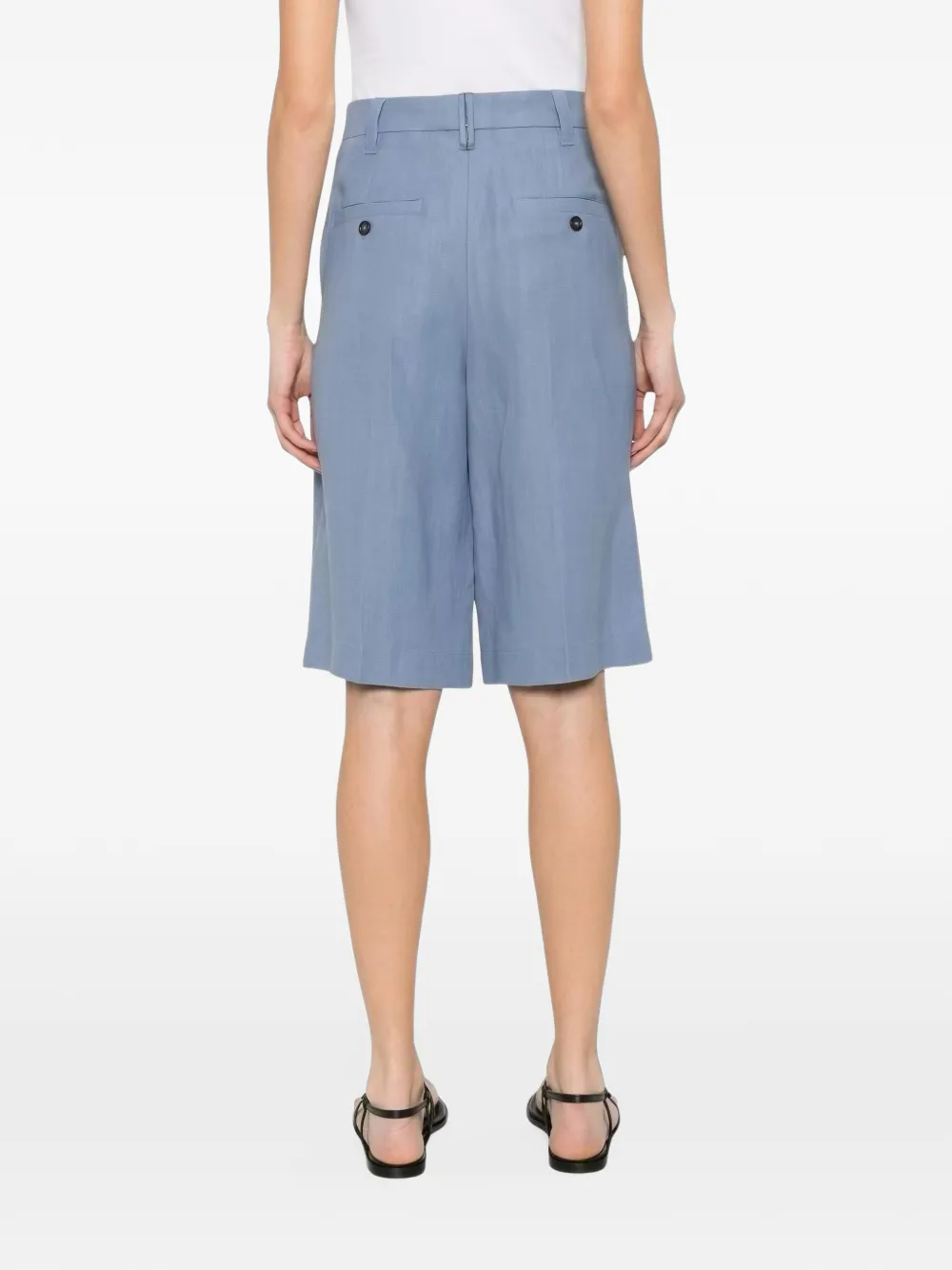 Brunello Cucinelli pleated wide-leg shorts Blauw