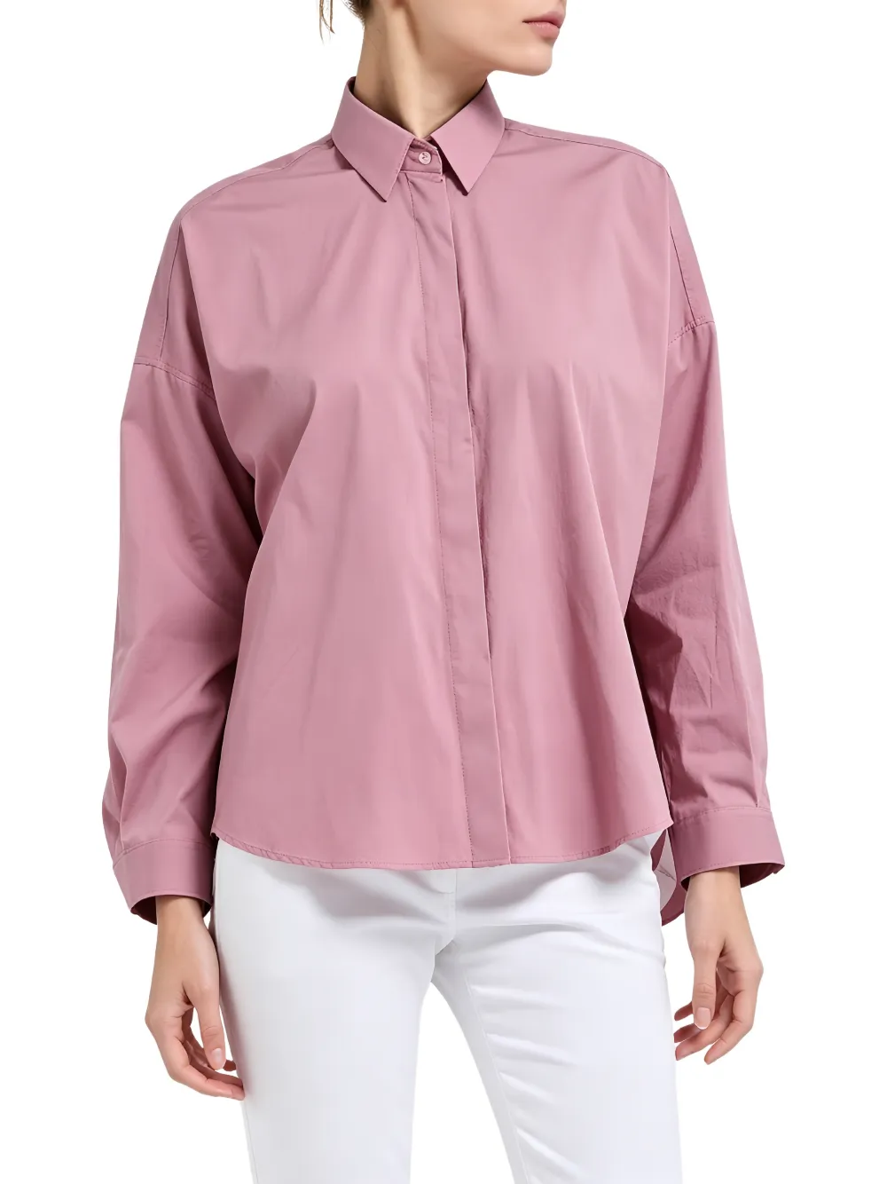 Brunello Cucinelli Blouse met verborgen sluiting en verlaagde schouders Roze
