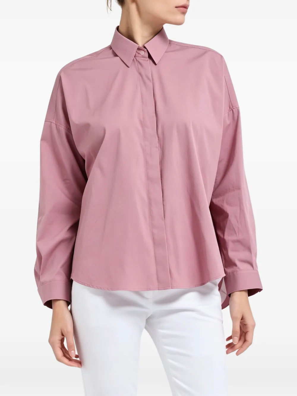 Brunello Cucinelli Blouse met verborgen sluiting en verlaagde schouders Roze