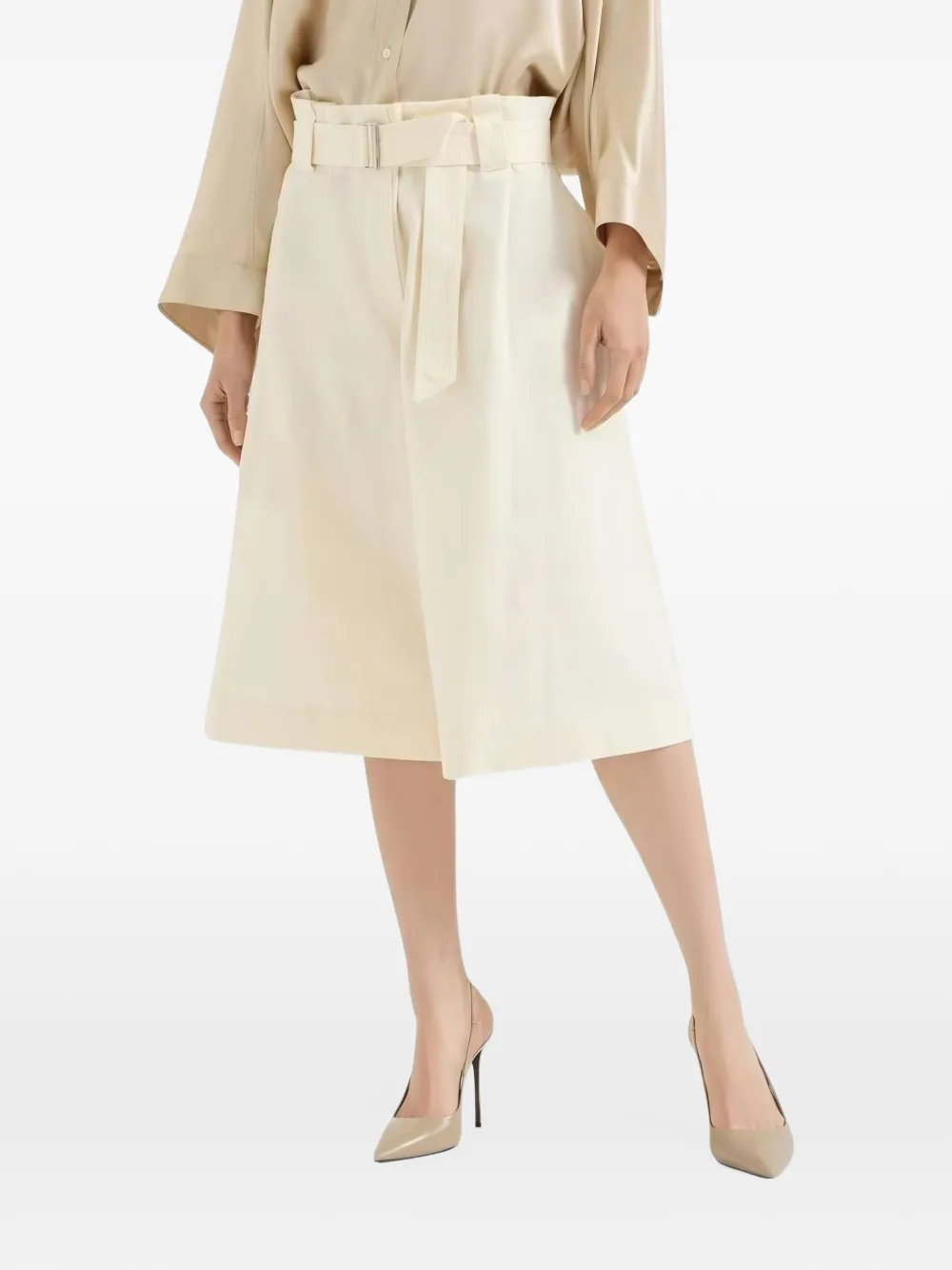 Brunello Cucinelli belted pleated trousers - Toni neutri
