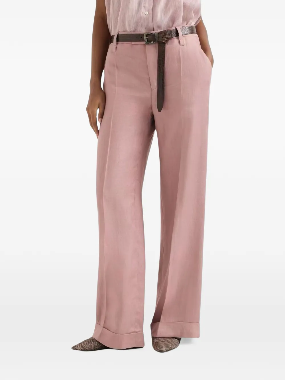 Brunello Cucinelli belted turned-up trousers - Pink