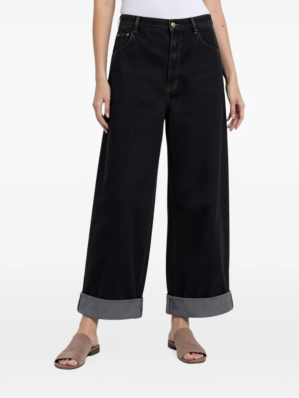 Brunello Cucinelli turned-up wide-leg jeans - Noir Brunello Cucinelli turned-up wide-leg jeans - Noir