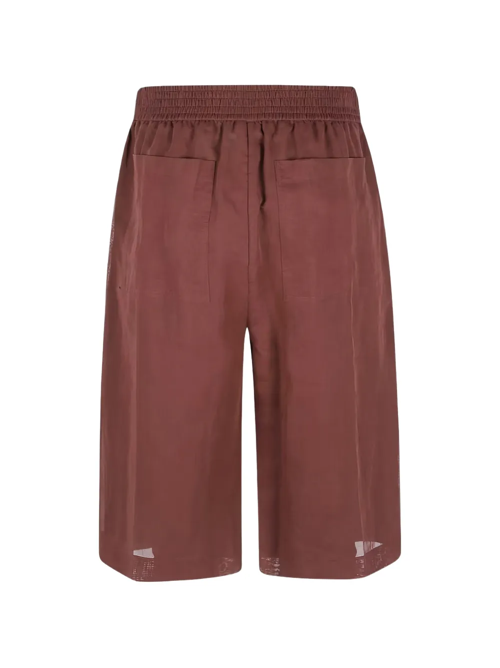 Brunello Cucinelli Shorts met elastische tailleband en wijde pijpen Bruin