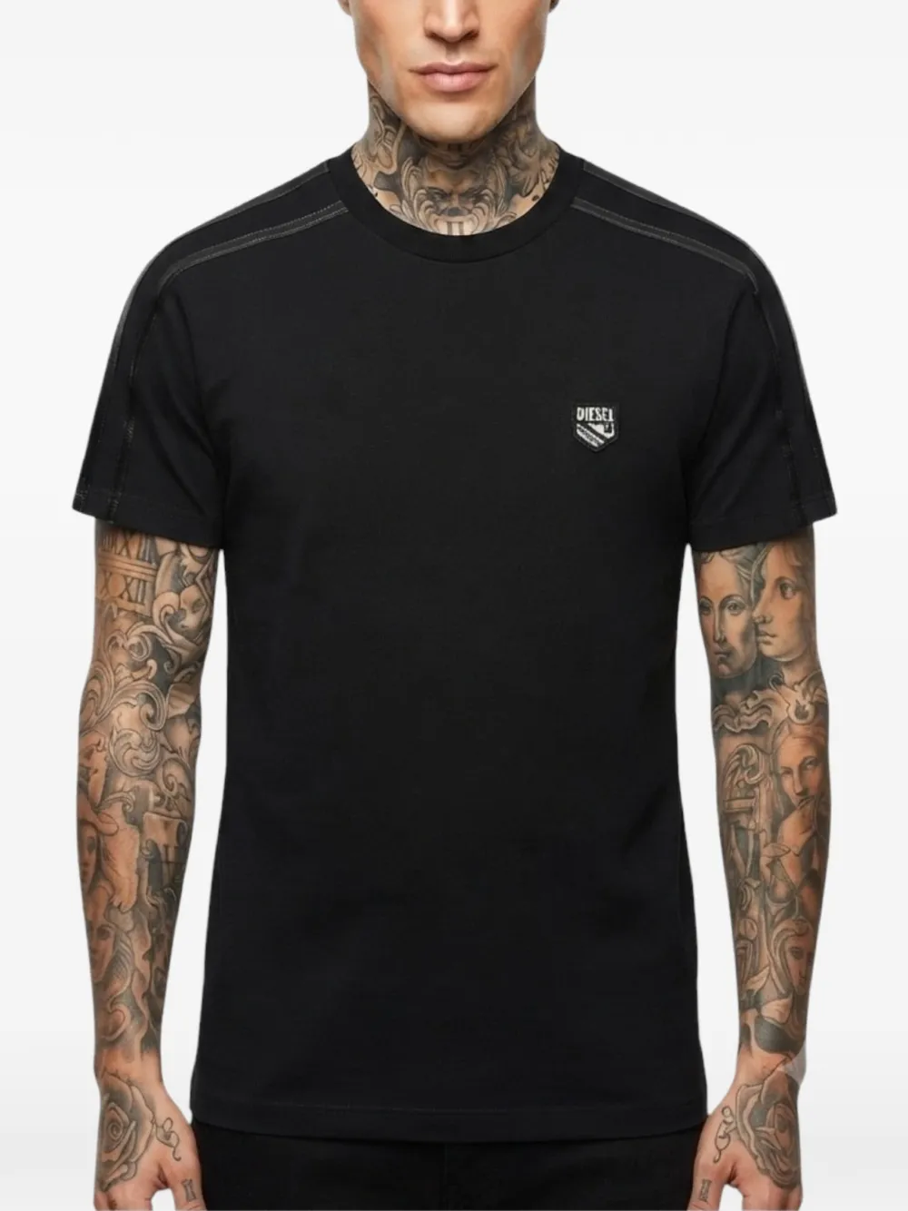 Diesel T-shirt met contrasterende afwerking en logo-patch Zwart