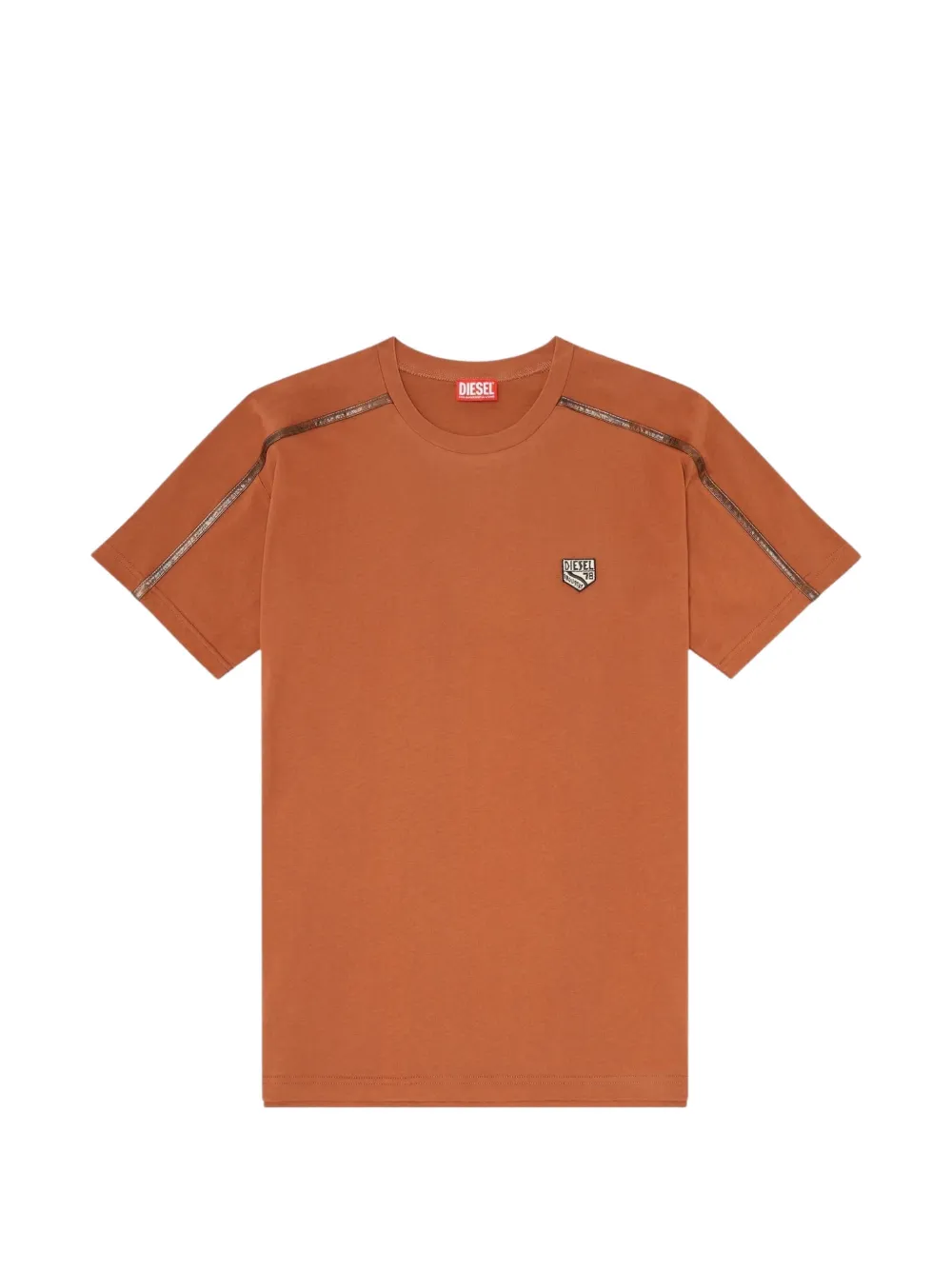 Diesel T-shirt with contrast trims and logo-patch - Orange Diesel T-shirt with contrast trims and logo-patch - Orange