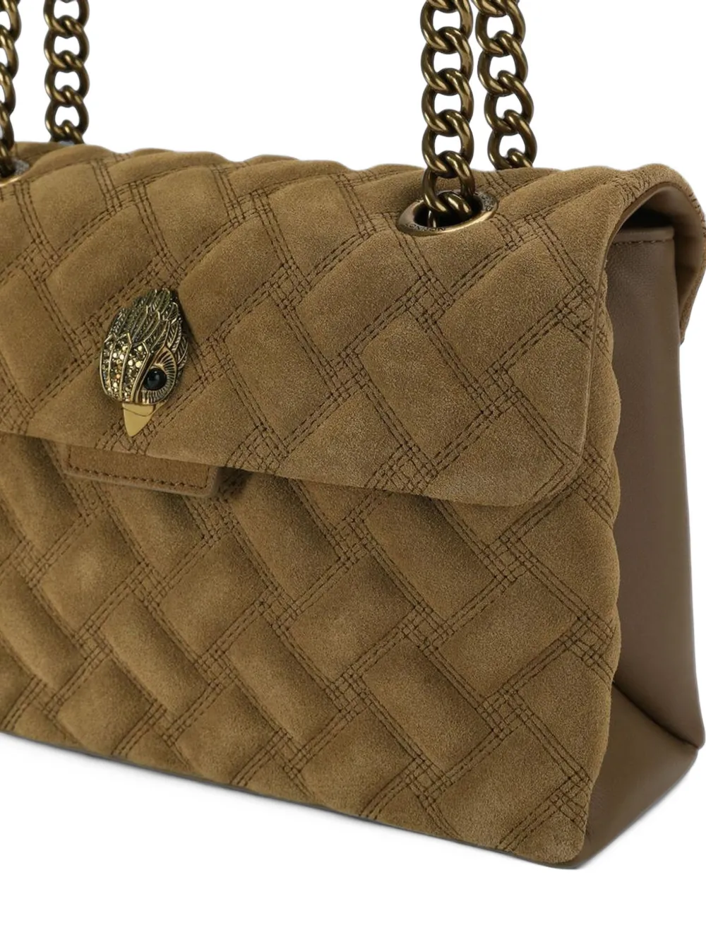 Kurt Geiger London Kensington gewatteerde suède schoudertas Bruin