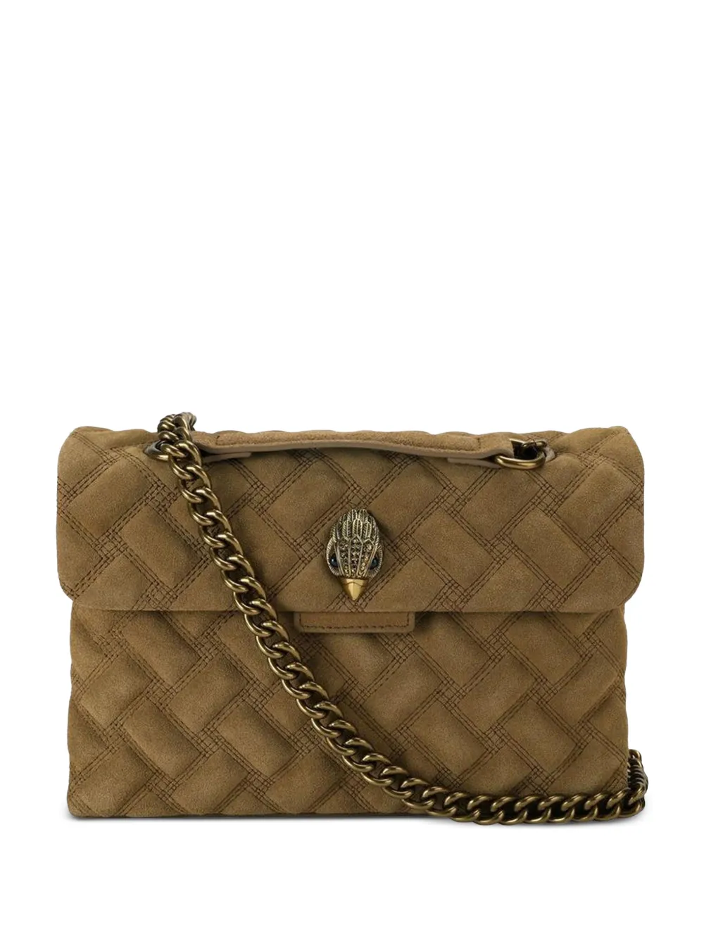 Kurt Geiger London Kensington gewatteerde suède schoudertas Bruin