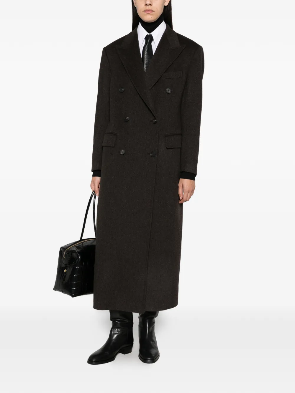 Tagliatore Caitlyn double-breasted peaked-lapel coat Bruin