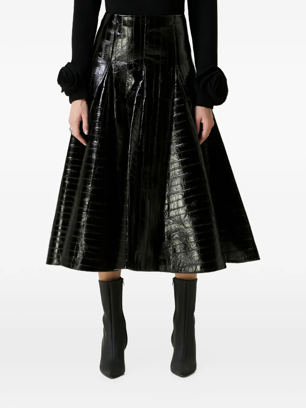 Valentino Garavani Mini-rok met krokodillen-reliëf Zwart