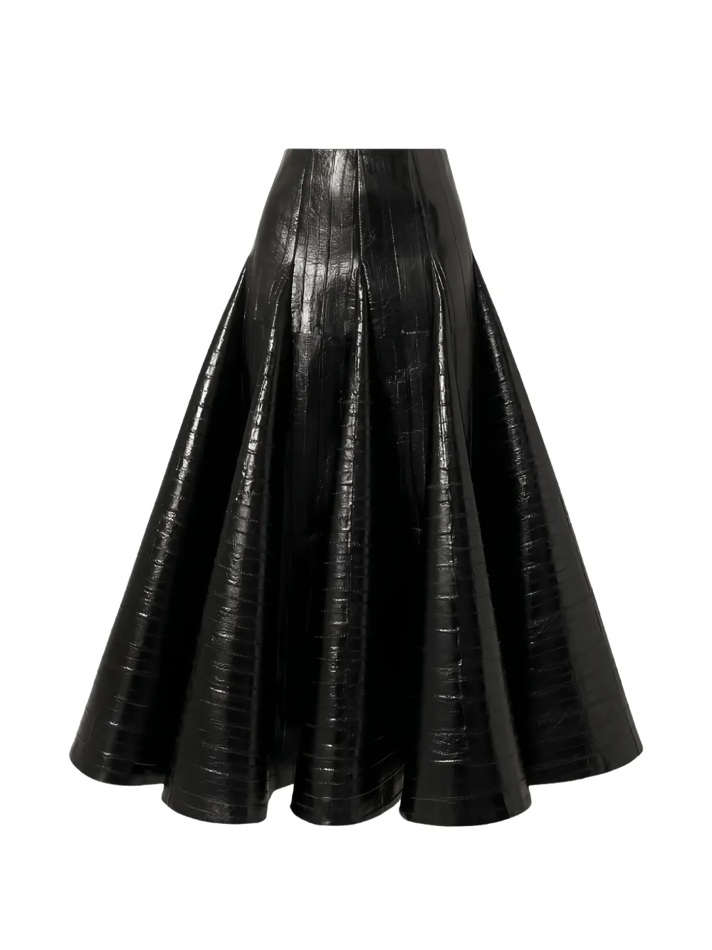 Valentino Garavani crocodile-effect A-line skirt - Noir
