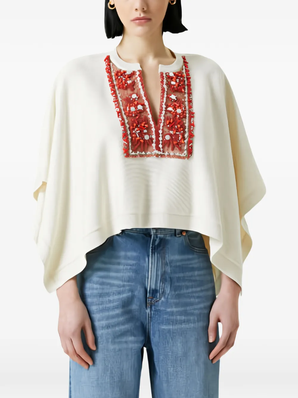 Valentino Garavani embroidered cape - Blanc Valentino Garavani embroidered cape - Blanc