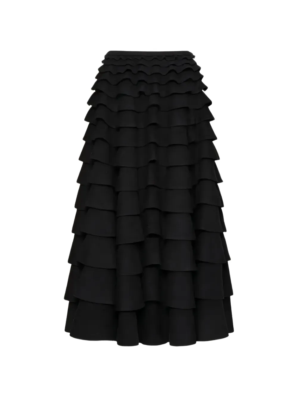 Valentino Garavani ruffled tiered midi skirt - Noir