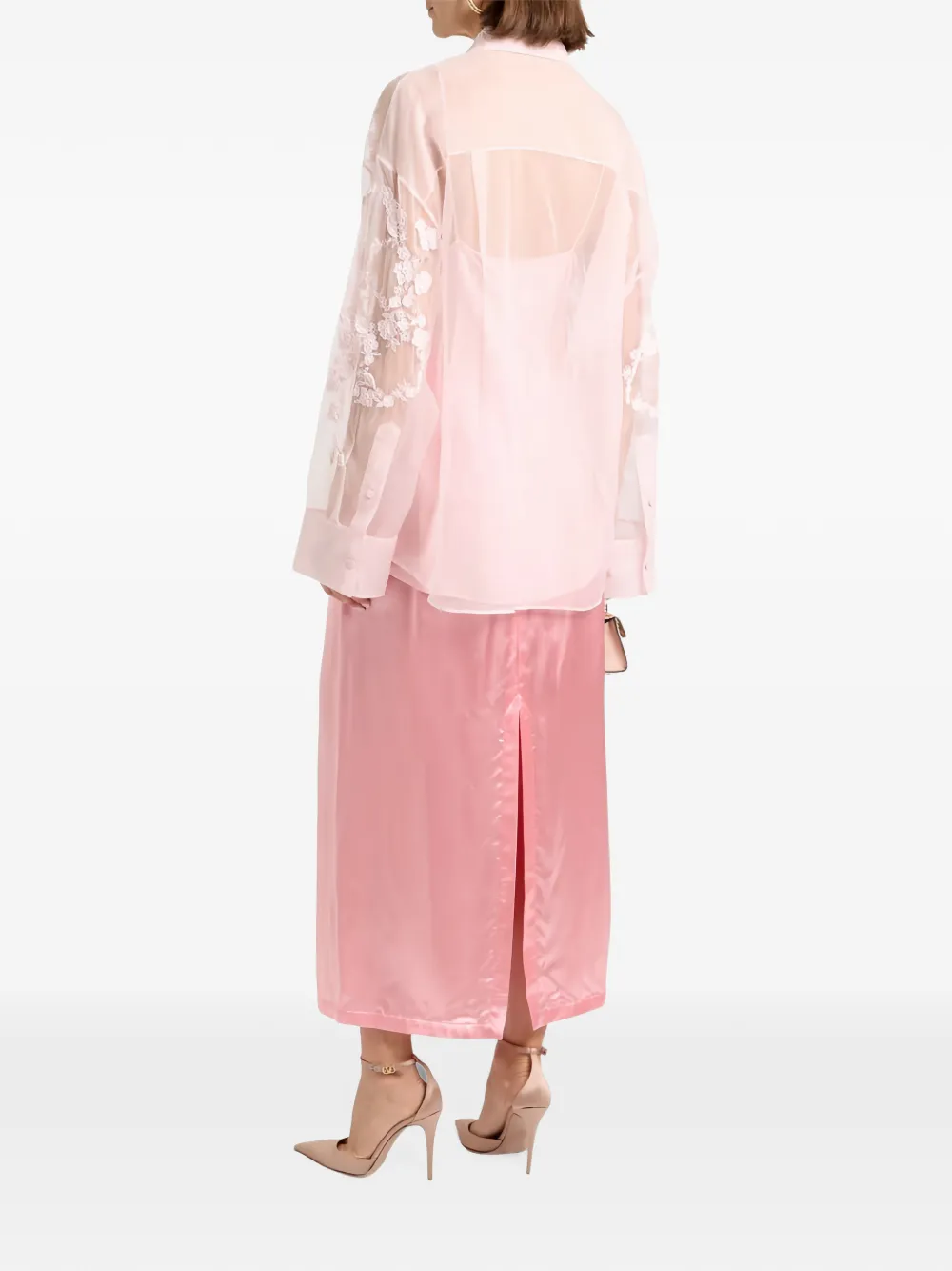 Valentino Garavani Zijden chiffon blouse met bloemapplicatie Roze