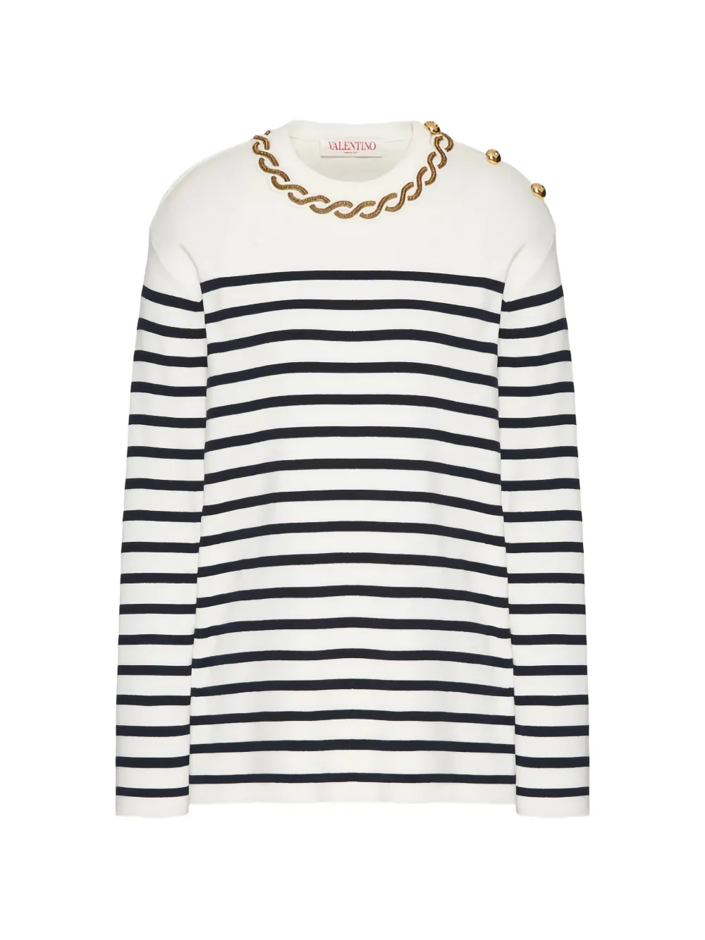 Valentino Garavani striped embroidered sweater - Blanc
