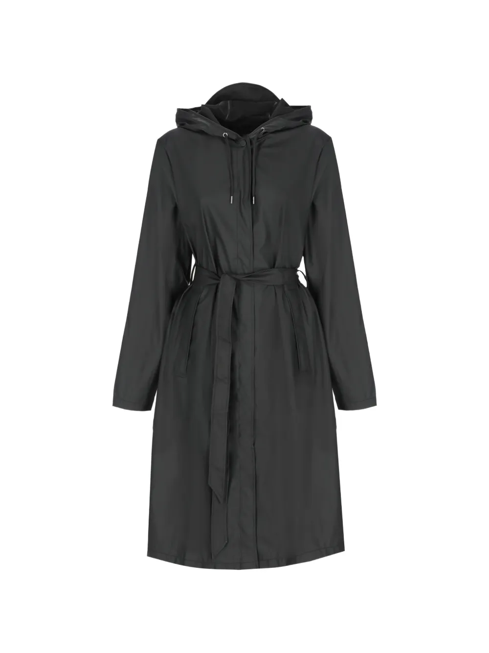 Rains belted A-line coat - Schwarz