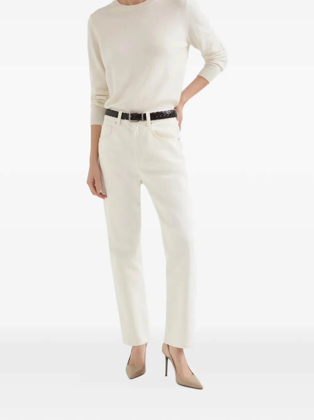 Brunello Cucinelli buttoned straight-leg jeans Beige