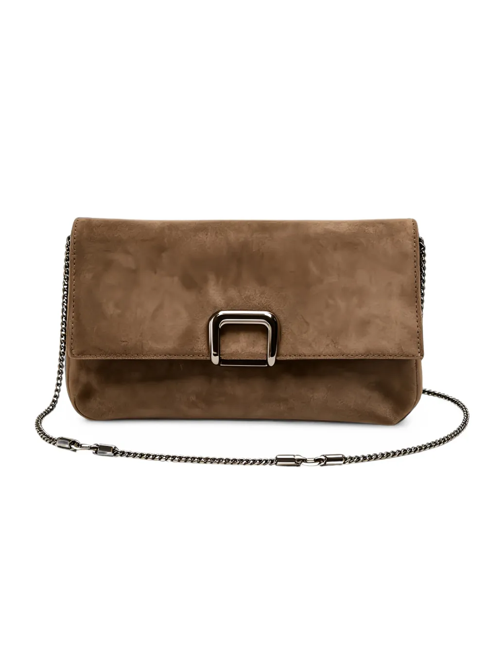 Brunello Cucinelli Suède clutch met kettingband Bruin