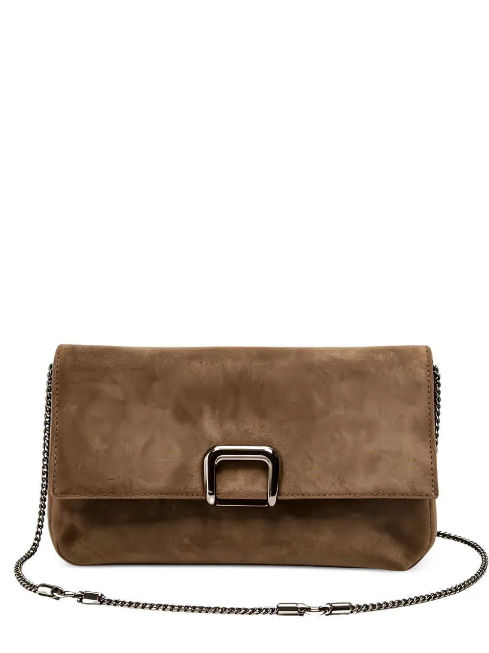 Brunello Cucinelli Suède clutch met kettingband Bruin